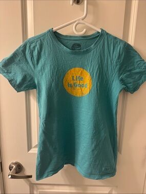 Life is Good Women’s XS Teal Short-Sleeve Summer Cottage Beach Casual Tee